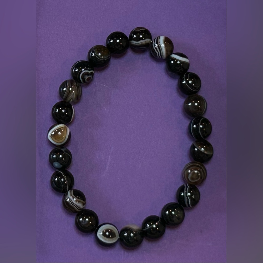 handmade black sardonyx agate beaded bracelet
